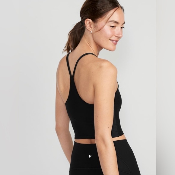 NWT! Old Navy Black Light Support PowerSoft Longline Sports Bra Cropped Tank 🤎 - Picture 2 of 12